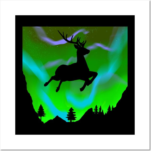 Reindeer Lights Wall Art by nickbeta